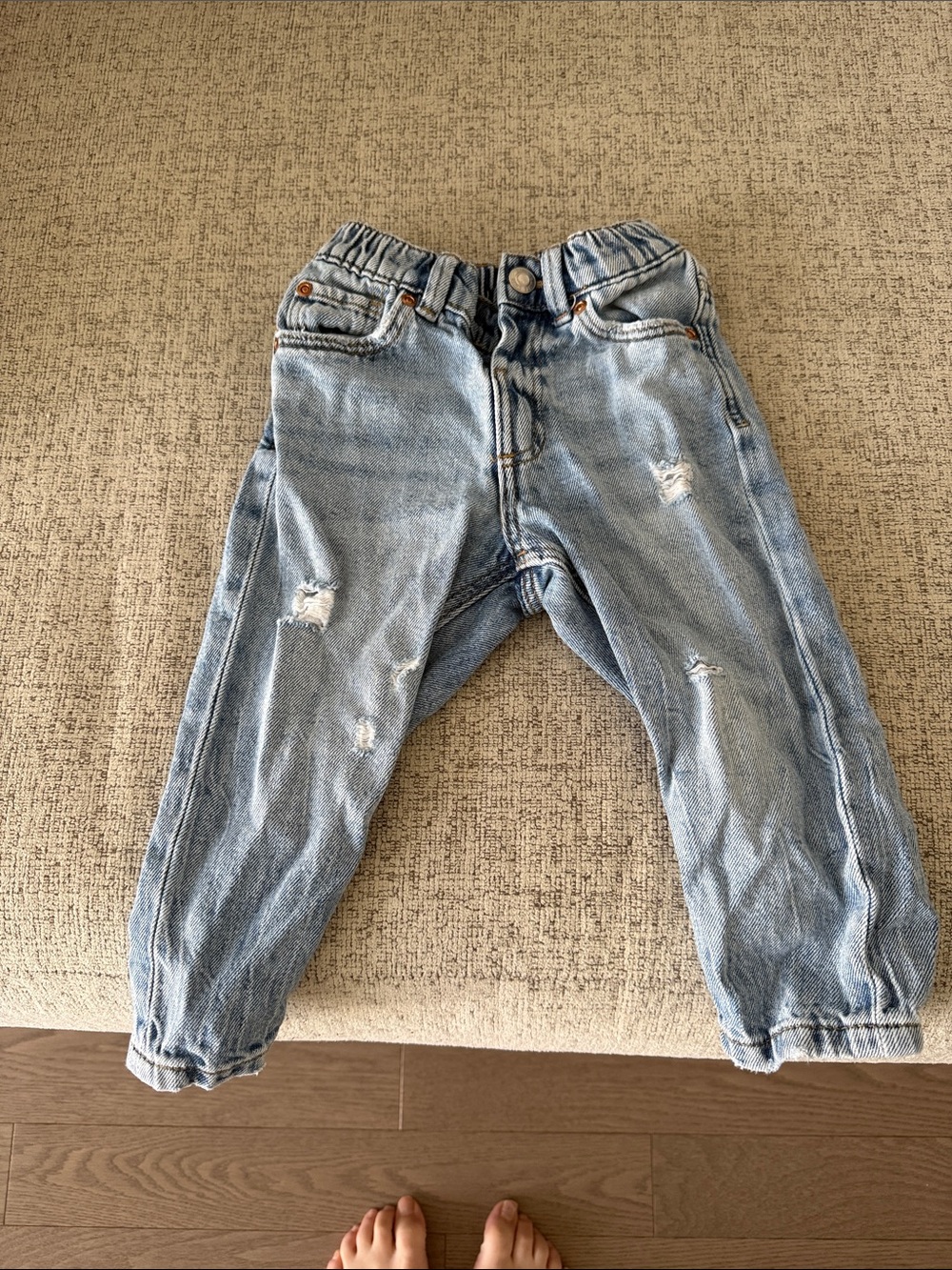 Zara Light Wash Kids Distressed Denim Jogger Pants